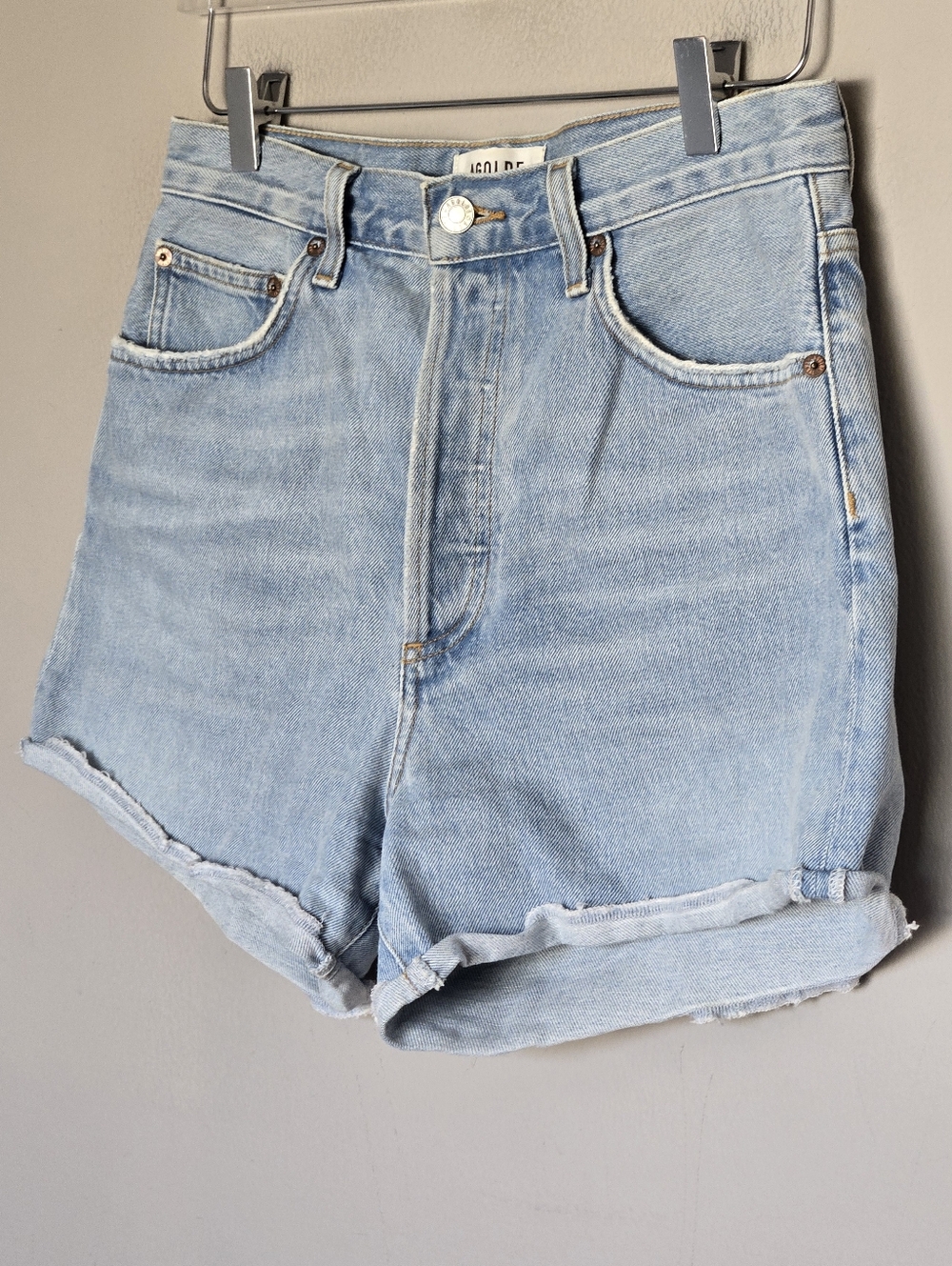 AGOLDE Dee High Rise Rolled Hem Denim Short Organic Cotton Size 28 - Picture 4 of 12